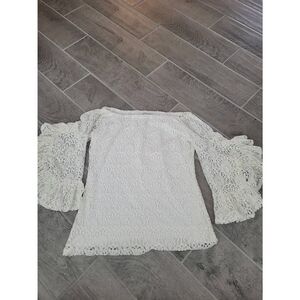 Boston Proper Crochet Off the Shoulder‎ Top Size Small Cream/Off White Color